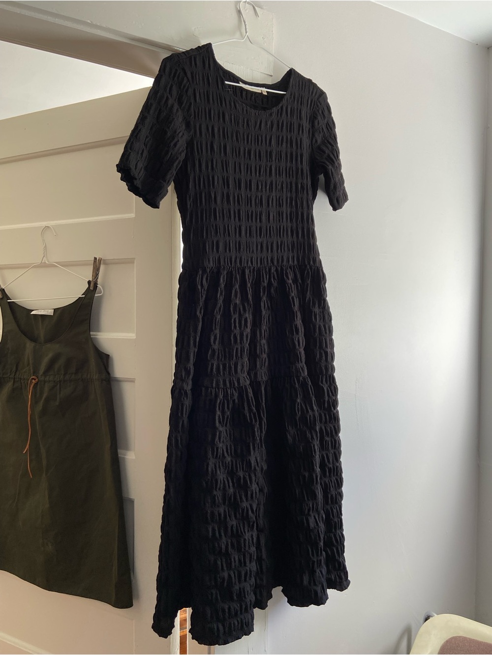 Black Textured Tiered Midi Dress by InWear